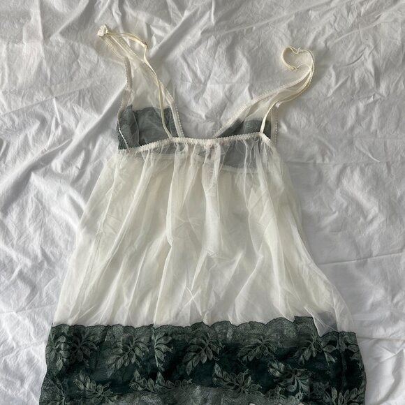 NWT fleur't Sheer White & Green Babydoll Camisole - Picture 2 of 3